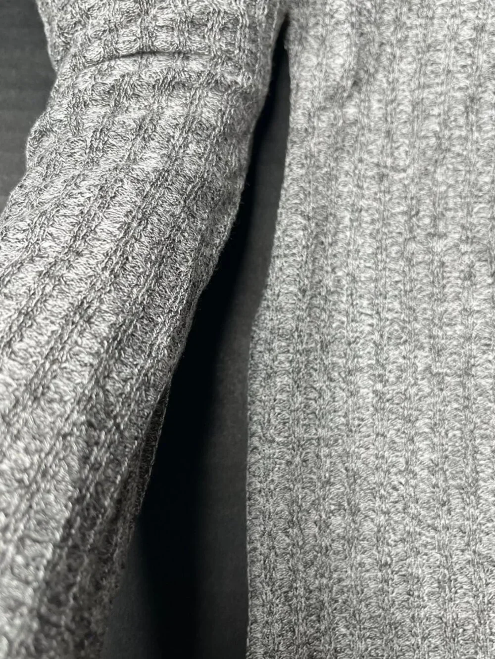 Sweater Fingerless Gloves Gray Knit Arm Warmers Over the Elbow Ribbed Soft Light